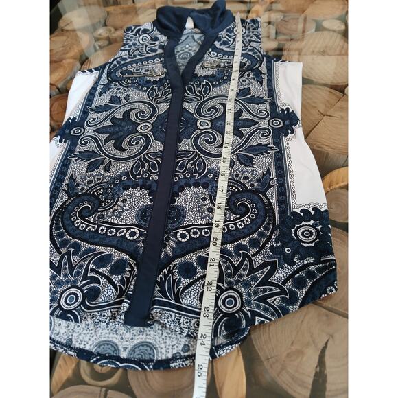 INC International Concepts collared tank top zipper accent scroll mosaic XS - Picture 6 of 7